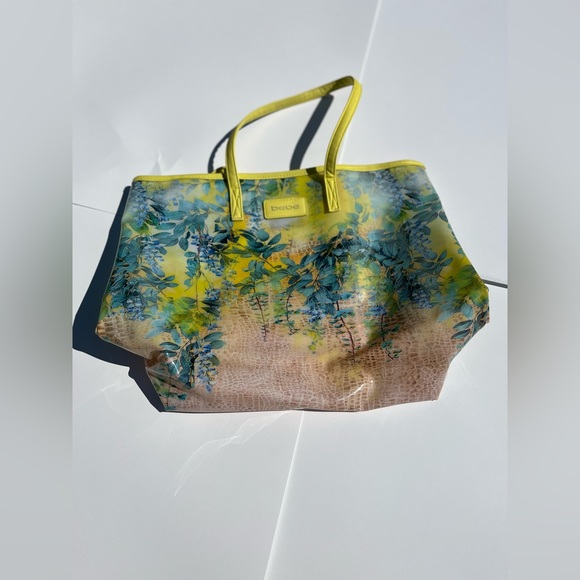 Bebe Limited Edition Spring Garden Colorful Beach Tote Bag Purse - Picture 3 of 5